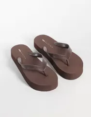 エイソス レディース シューズ サンダル ASOS DESIGN Flavio flip flops in chocolate チョコレートのサムネイル
