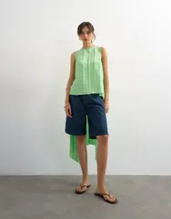トップショップ レディース トップス タンクトップ ケープデザイン キャップ ケープ Topshop cape detail topinstripe GREEN PINSTRIPE グリーンのサムネイル