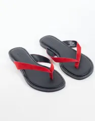 エイソス レディース シューズ サンダル レザー ASOS DESIGN Fenna leather flip flops and BLACK RED LEATHER ブラックのサムネイル