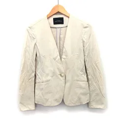 グリーンレーベルリラクシング ユナイテッドアローズ green label relaxing ノーカラー ジャケット シングル 無地 シンプル 麻混 綿混 38 ベージュ /HT17のサムネイル