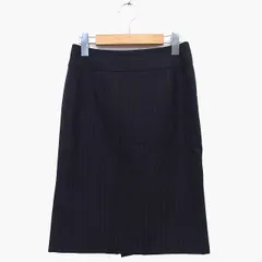 N.Natural Beauty Basic N.ナチュラルビューティーベーシック 台形 スカート 膝丈 ウール混 ストライプ 柄 タック スリット XS ブラック 黒 /HT15のサムネイル