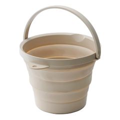 伊勢藤(ISETO) 折りたたみバケツ ソフトバケツ8型 ベージュ 8L 幅32.8×奥行30.0×高さ4.9~22.2cm 日本製 耐熱100℃ 防災 折りたたみ バケツ 洗濯機 吊り下げ 丸形 コンパクト 清掃用品 洗車 I-614ys 0bf8c071