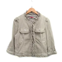 トゥービーシック TO BE CHIC ノーカラージャケット レース ビジュー コットン 42 ベージュ /KT10のサムネイル