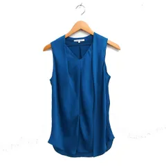 カルヴェン CARVEN ノースリーブ ブラウス Vネック タック 無地 38 ブルーグリーン /FT17のサムネイル
