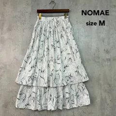 NOMAE ノーマエ M 5821091170 プリーツスカート ティアードスカート フレアスカート ロングスカート マキシスカート 花柄スカート ボタニカル ウエストゴム シフォン エレガント 総柄 白 ホワイト グレー ★ ■◇ ■◆のサムネイル