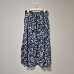 ネイビー フラワー パータン ロング スカート 2XL 99 110 オーバーサイズのサムネイル