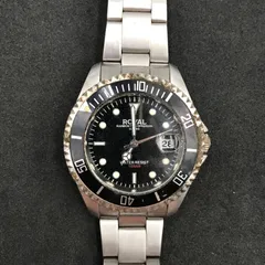 ■ROYAL RAINBOW TIMEPIECES ダイバーズウォッチ ブラック文字盤 ステンレス メンズ 中古 デイト付き 10BAR防水 回転ベゼル