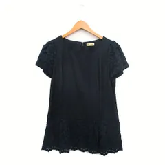 スピック＆スパン ノーブル Spick&Span Noble カットソー Tシャツ 半袖 スクエアネック レース コットン 38 ネイビー 紺 /KT3のサムネイル
