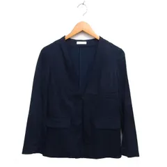 ラウンジドレス ガリャルダガランテ Loungedress GALLARDAGALANTE ノーカラー ジャケット アウター 裏地なし コットン混 スリット F 紺 ネイビー /NT20のサムネイル