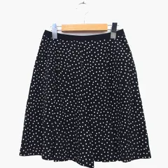 フィガロ パリ FIGARO Paris フレア スカート 膝丈 ドット 柄 水玉模様 タック 薄手 36 ブラック 黒 /HT6のサムネイル