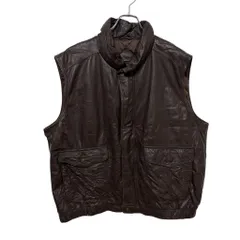 【Eddie Bauer】 80~90s 黒タグ グースダウン 本革レザーベスト S-3636のサムネイル