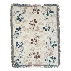 vintageラグ ブランケット マルチカバー タペストリー ディズニー ミッキー 総柄 Rug Throw Blanket Disney Parks 2676のサムネイル