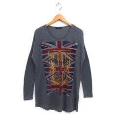 ボナジョルナータ BUONA GIORNATA チュニック カットソー Tシャツ 透け感 ユニオンジャック柄 ラウンドネック 長袖 F グレー /NT30のサムネイル