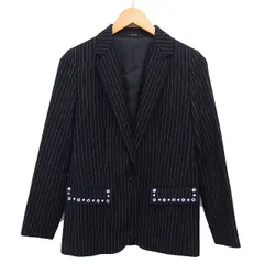 アルチザン ARTISAN テーラード ストライプ ジャケット アウター ウール 総裏地 スリット 7 黒 ブラック /NT26のサムネイル