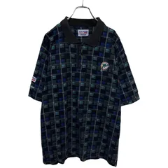 【STARTER】 90s NFL Miami Dolphins マイアミドルフィンズ チームロゴ刺繡 総柄ポロシャツ S-6490のサムネイル