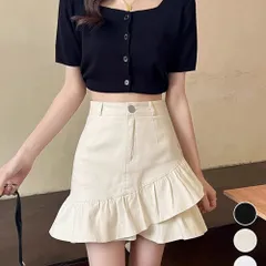 インナーパンツ付きフリルスカートミニスカ ハイウエスト フレアスカート 大人可愛い 春夏美脚ミニスカート おしゃれギャザースカート 韓国風 細見えスカートきれいめ Aラインスカート夏 裾フリルスカート春 膝上丈スカート脚長のサムネイル
