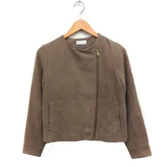 テチチ Te chichi スエードライク ノーカラー ジャケット ジッパー 無地 M カーキ /FT12のサムネイル