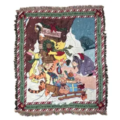 vintageラグ ブランケット マルチカバー タペストリー ディズニー プーさん クリスマス ティガー イーヨー Rug Blanket Pooh 3033のサムネイル