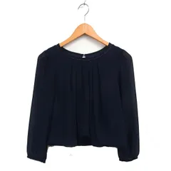 アバハウス ABAHOUSE エクリュ ECRU シフォン ブラウス タック クロップド ボートネック 長袖 F 紺 ネイビー /NT24のサムネイル