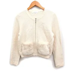 エムプルミエ M-Premier ニット ジャンパー ブルゾン エコファーポケット 無地 38 ベージュ /FT22のサムネイル