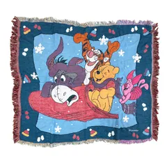 vintageラグ ブランケット マルチカバー タペストリー USA製 ディズニー プーさん ティガー ピグレット イーヨー Rug Blanket 3032のサムネイル