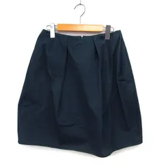 カルヴェン CARVEN フレア スカート ひざ丈 タック コットン 綿 バックジップ 無地 38 ダークグリーン /NT3のサムネイル