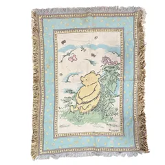 vintageラグ ブランケット マルチカバー タペストリー ディズニー くまのプーさん 蝶 花 Disney Rug Blanket Pooh 3311のサムネイル