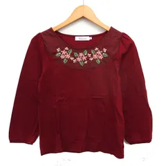 クチュールブローチ COUTURE BROOCH ボートネック カットソー Tシャツ チュール 刺繍 コットン 綿 長袖 38 赤 レッド /NT8のサムネイル