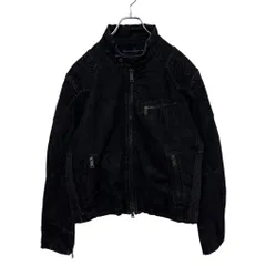 【RALPH LAUREN】 Black Denim Padded Rider Jacket ブラックデニム シングルライダースジャケット S-4394のサムネイル