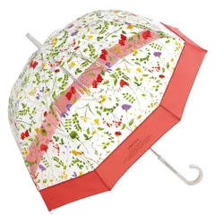 plantica×Wpc. フラワーアンブレラ プラスティック レッド ビニール傘 雨傘 長傘 65cm 大きい ドーム型 おしゃれ 可愛い 通勤 通学 旅行 透明 フォトジェニック お花 花柄 撥水 女性 レディース PLV-016-001 1のサムネイル