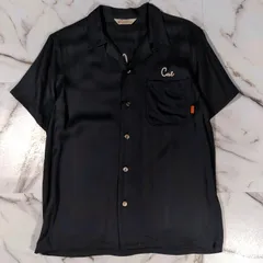 CALEE RUDE ルード チェーンステッチ 刺繍 オープンカラー 開襟 S/S ボーリングシャツ M ブラック レーヨン 猫目ボタン キャッツアイのサムネイル