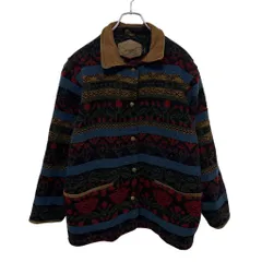 【WOOLRICH】 90s USA製 ネイティブ柄 レザー襟ウールジャケット S-3545のサムネイル