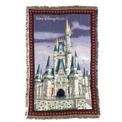vintageラグ ブランケット マルチカバー タペストリー USA製 ディズニー シンデレラ城 Rug Blanket Disney WDW 3773のサムネイル