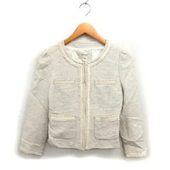 ボールジー BALLSEY トゥモローランド ツイード ノーカラー ジャケット 総裏地 クロップド リネン混 38 ベージュ /NT10のサムネイル