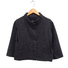 レキップヨシエイナバ L'EQUIPE YOSHIE INABA ツイード ジャケット スタンドカラー 7分袖 カシミヤ混 9 グレー 灰 /FT48のサムネイル