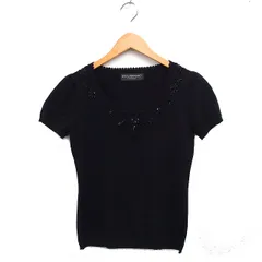 ボディドレッシングデラックス BODY DRESSING Deluxe 装飾 ニット セーター 半袖 オーバルネック カシミヤ混 ウール 38 ブラック 黒 /FT32のサムネイル