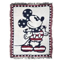 vintageラグ ブランケット マルチカバー タペストリー ディズニー ミッキー 星条旗柄 Rug Blanket Disney Mickey 3037のサムネイル