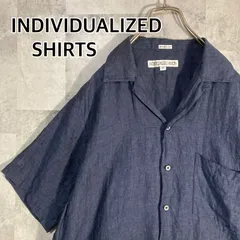 USA製 INDIVIDUALIZED SHIRTS インディヴィジュアライズド シャツ 半袖 オープンカラーシャツ リネン ネイビー M （L相当）のサムネイル