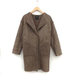 ダブルクローゼット w closet フェイクムートン コート ロング ボア フェイクスエード ゆったり F 茶 ブラウン /NT26のサムネイル