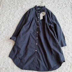 サンバレー　SUN VALLEY サンバレー 製品染め オックス シャツ チュニック　M  ネイビー　ワンピース　新品　ナチュラルのサムネイル
