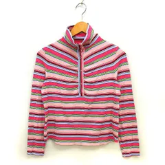 ランバン LANVIN ハイネック ボーダー カットソー ハーフボタン ストレッチ 長袖 38 ピンク /NT22のサムネイル