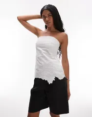 トップショップ レディース トップス タンクトップ フラワー柄 フラワー Topshop embroided cutwork floral bandeau top WHITE ホワイトのサムネイル