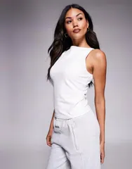 エイソス レディース トップス タンクトップ ハイネック ASOS DESIGN Fuller bust high neck tank top White ホワイトのサムネイル