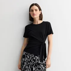 ナインウェスト レディース トップス Tシャツ Womens Nine West Cinch Waistop Mineral Black ブラックのサムネイル