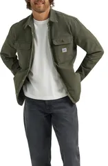 リー メンズ アウター ジャケット・ブルゾン シャツ コットン Lee Cotton CanvasnapUp Shirt Jacket Oak Mossのサムネイル