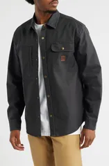 ブリクストン メンズ アウター ジャケット・ブルゾン シャツ コットン Brixton Builderstretch Cotton Blend Overshirt Washed Black ブラックのサムネイル