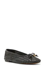 スティーブ マデン レディース シューズ パンプス Steve Madden Divy Woven Ballet Flat Black Leather ブラックのサムネイル