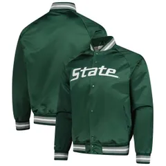 ミッチェルネス メンズ アウター ジャケット・ブルゾン サテン ロゴ Mens Mitchell Ness Green Michigan State Spartans Lightweight Currのサムネイル