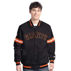 スターター メンズ アウター ジャケット・ブルゾン MensStarter Black San Francisco Giantscout FullSnap Varsity Jacket Black ブのサムネイル