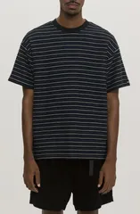マウイアンドサン メンズ トップス Tシャツ Maui Sons Texture Stripe TShirt Black Blue ブラックのサムネイル